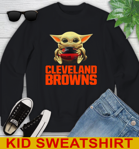 NFL Football Cleveland Browns Baby Yoda Star Wars Shirt Youth Sweatshirt 2