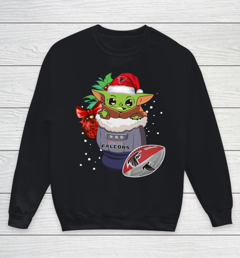 Atlanta Falcons Christmas Baby Yoda Star Wars Funny Happy NFL Youth Sweatshirt