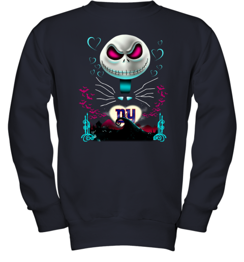 NFL New York Giants Jack Skellington Sally The Nightmare Before Christmas Football 9zNSMVjY4X4 youth sweatshirt 47 95 151514 front navy