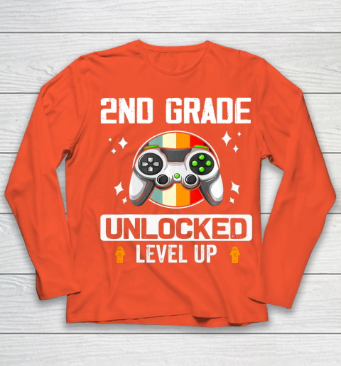 Next Level t shirts 2nd Grade Unlocked Level Up Back To School Second Grade Gamer Youth Long Sleeve 3