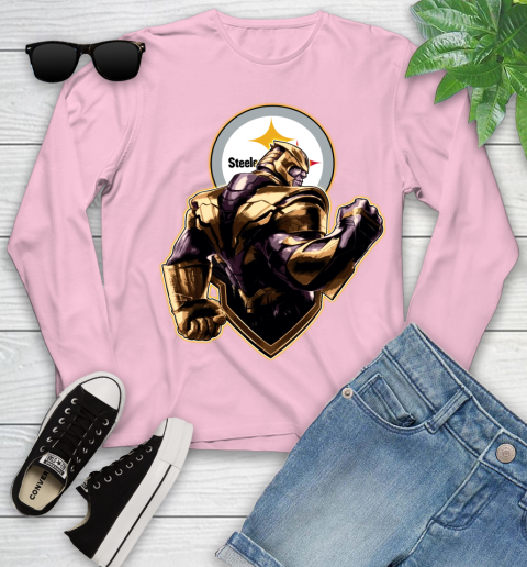 NFL Thanos Avengers Endgame Football Sports Pittsburgh Steelers Youth Long Sleeve 10