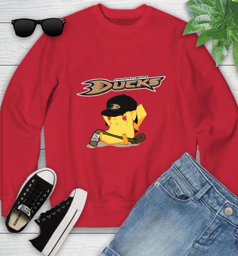 NHL Pikachu Hockey Sports Anaheim Ducks Youth Sweatshirt 9