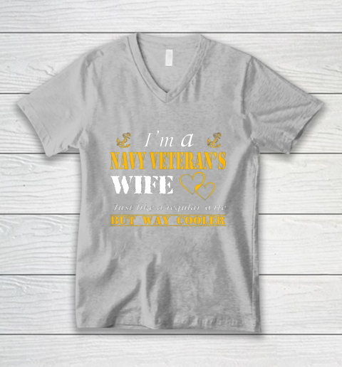 Womens I am a Navy veterans wife t shirt Navy veteran V-Neck T-Shirt 3