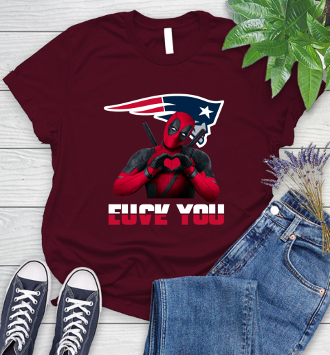 NHL New England Patriots Deadpool Love You Fuck You Football Sports Women's T-Shirt 7