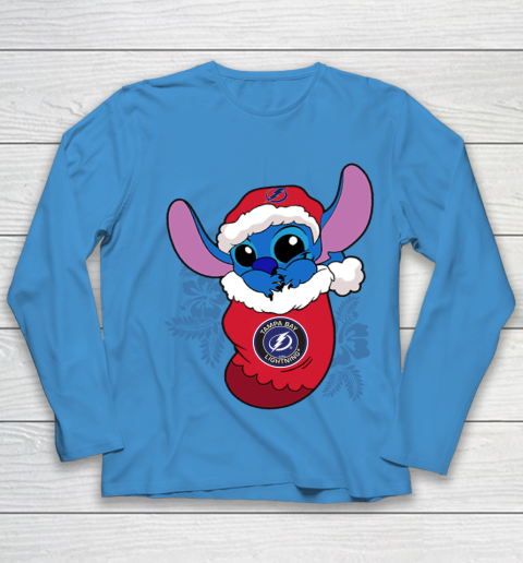Tampa Bay Lightning Christmas Stitch In The Sock Funny Disney NHL Youth Long Sleeve 7
