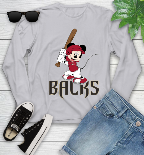 MLB Baseball Arizona Diamondbacks Cheerful Mickey Mouse Shirt Youth Long Sleeve 5