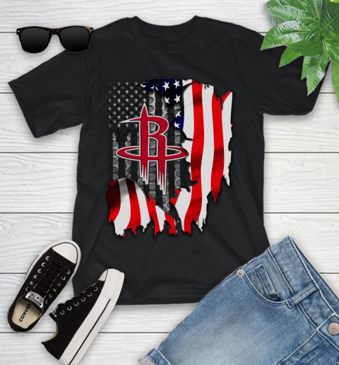 Houston Rockets NBA Basketball American Flag Youth T-Shirt