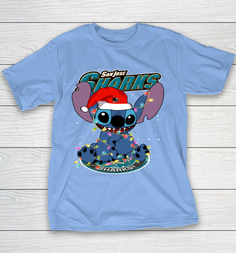 San Jose Sharks NHL Hockey noel stitch Christmas Youth T-Shirt 7