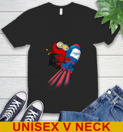 MLB Baseball Los Angeles Dodgers Deadpool Minion Marvel Shirt V-Neck T-Shirt