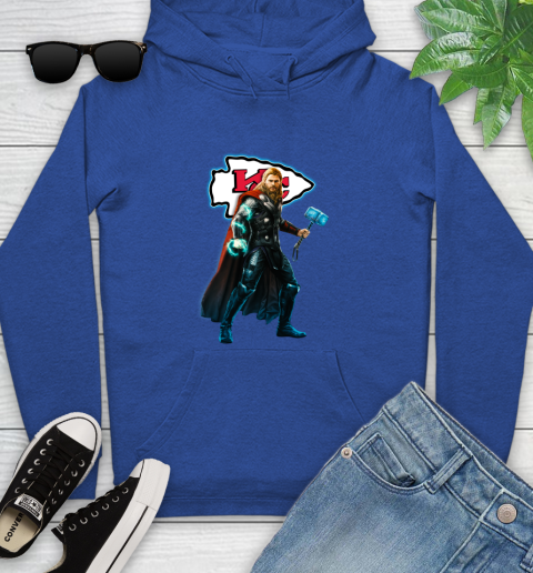 NFL Thor Avengers Endgame Football Kansas City Chiefs Youth Hoodie 9