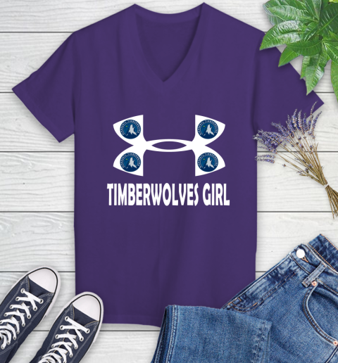 NBA Minnesota Timberwolves Girl Under Armour Basketball Sports Women's V-Neck T-Shirt 3
