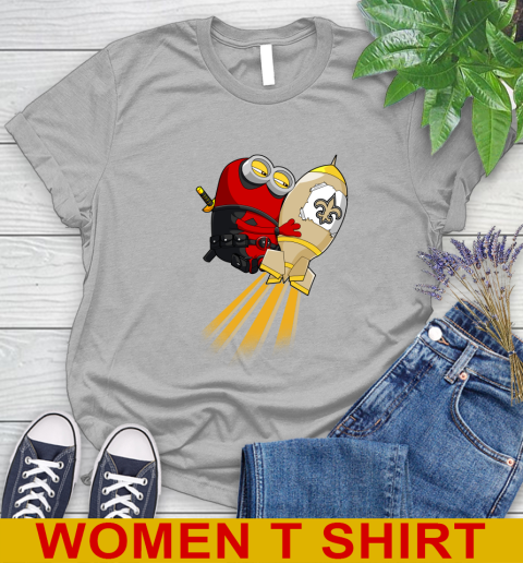 NFL Football New Orleans Saints Deadpool Minion Marvel Shirt Women's T-Shirt 5
