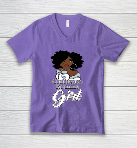Colorado Rockiess Girl MLB V-Neck T-Shirt 9