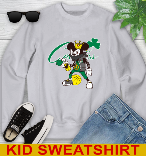 Boston Celtics NBA Basketball Mickey Peace Sign Sports Youth Sweatshirt 4