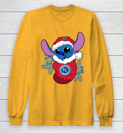 Kansas City Royals Christmas Stitch In The Sock Funny Disney MLB Long Sleeve T-Shirt 3