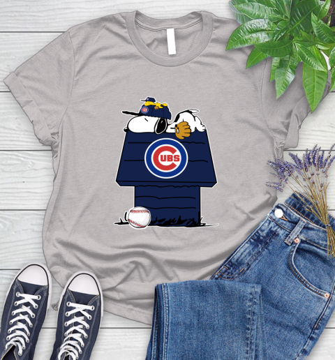 MLB Chicago Cubs Snoopy Woodstock The Peanuts Movie Baseball T Shirt Women's T-Shirt 10
