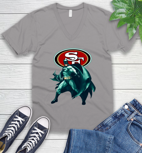 NFL Batman Football Sports San Francisco 49ers V-Neck T-Shirt 4