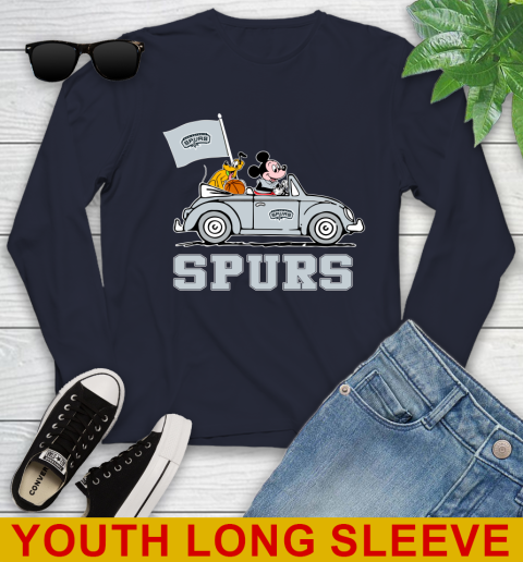 NBA Basketball San Antonio Spurs Pluto Mickey Driving Disney Shirt Youth Long Sleeve 3