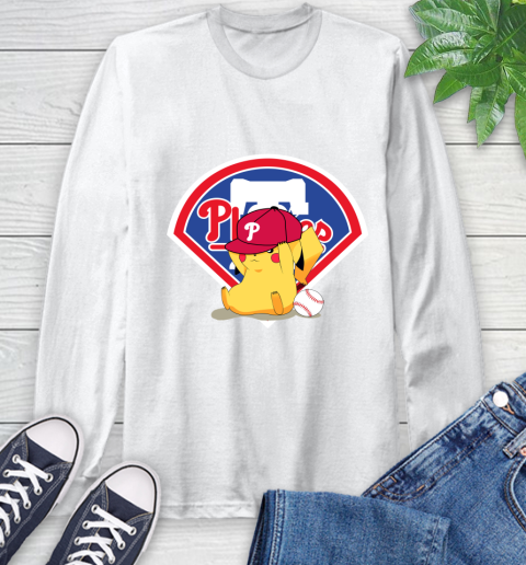 MLB Pikachu Baseball Sports Philadelphia Phillies Long Sleeve T-Shirt