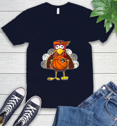 Brooklyn Nets Turkey thanksgiving day V-Neck T-Shirt 3