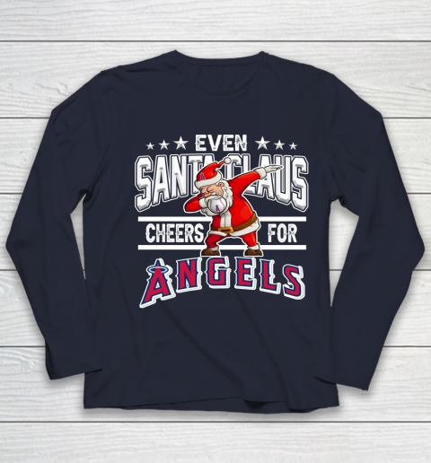 Los Angeles Angels Even Santa Claus Cheers For Christmas MLB Youth Long Sleeve 2