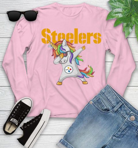 Pittsburgh Steelers NFL Football Funny Unicorn Dabbing Sports Youth Long Sleeve 10