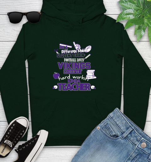 Minnesota Vikings NFL I'm A Difference Making Student Caring Football Loving Kinda Teacher Youth Hoodie 14