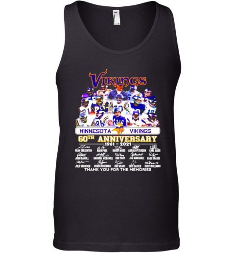 Minnesota Vikings 60Th Anniversary 1961 2021 Thank You For The Memories Signatures Tank Top