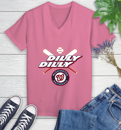 MLB Washington Nationals Dilly Dilly Baseball Sports Women's V-Neck T-Shirt 13