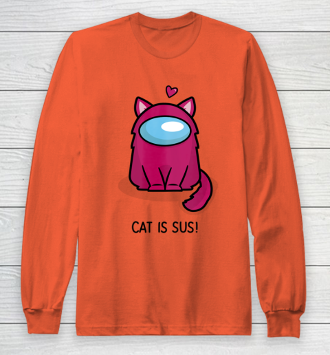 Among Us Game Shirt Cute Cat Astronaut Among me or us Nerdy Girl Gamer Long Sleeve T-Shirt 3