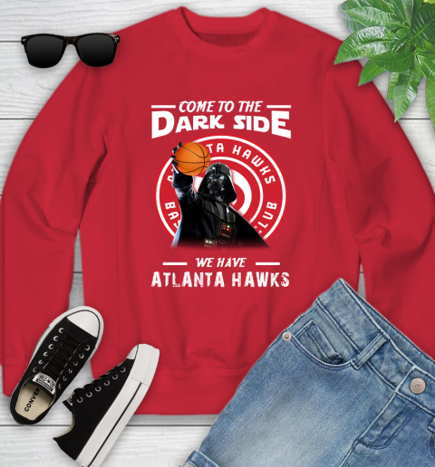 NBA Come To The Dark Side We Have Atlanta Hawks Star Wars Darth Vader Basketball Youth Sweatshirt 8