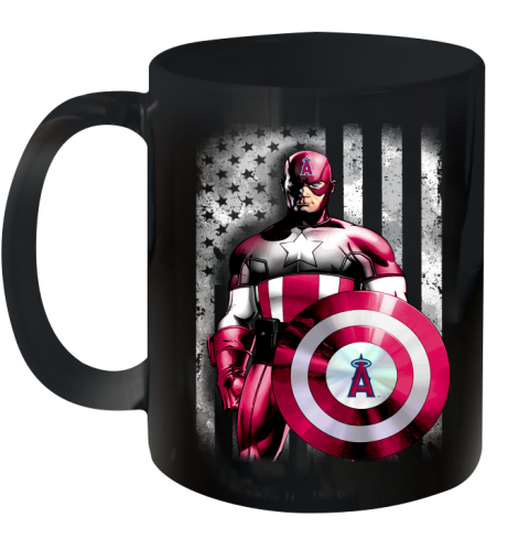 Los Angeles Angels MLB Baseball Captain America Marvel Avengers American Flag Shirt Ceramic Mug 11oz