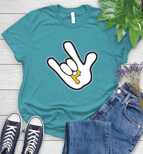 Pittsburgh Pirates MLB Baseball Mickey Rock Hand Disney Women's T-Shirt 12