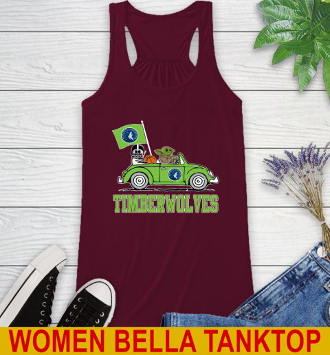 NBA Basketball Minnesota Timberwolves Darth Vader Baby Yoda Driving Star Wars Shirt Racerback Tank 3