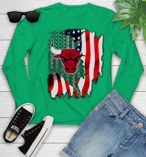 Chicago Bulls NBA Basketball American Flag Youth Long Sleeve 7