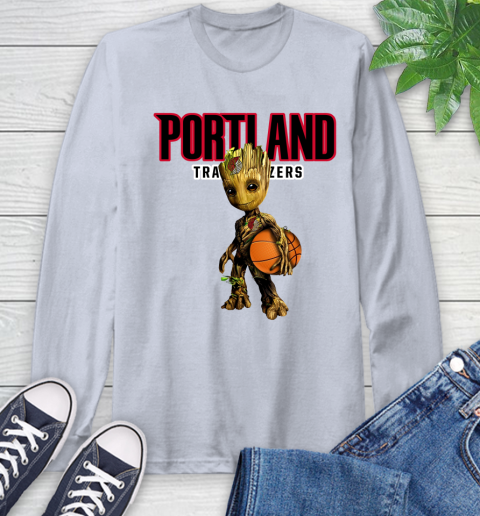 Portland Trail Blazers NBA Basketball Groot Marvel Guardians Of The Galaxy Long Sleeve T-Shirt 6