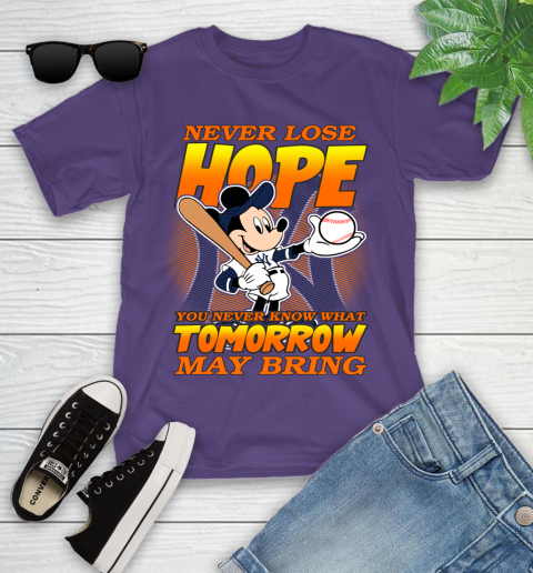 New York Yankees MLB Baseball Mickey Disney Never Lose Hope Youth T-Shirt 3