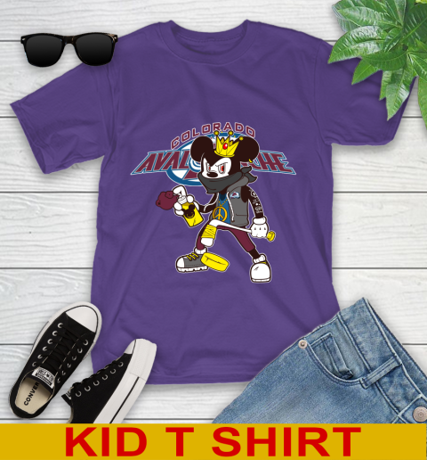 Colorado Avalanche NHL Hockey Mickey Peace Sign Sports Youth T-Shirt - Image 5