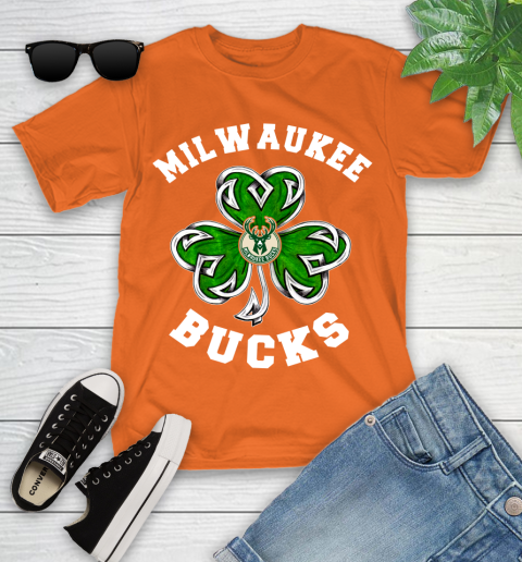 NBA Milwaukee Bucks Three Leaf Clover St Patrick's Day Basketball Sports Youth T-Shirt 9