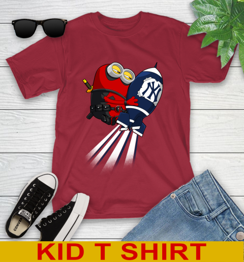 MLB Baseball New York Yankees Deadpool Minion Marvel Shirt Youth T-Shirt 12