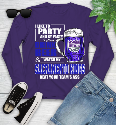 NBA Drink Beer and Watch My Sacramento Kings Beat Your Team's Ass Basketball Youth Long Sleeve 4