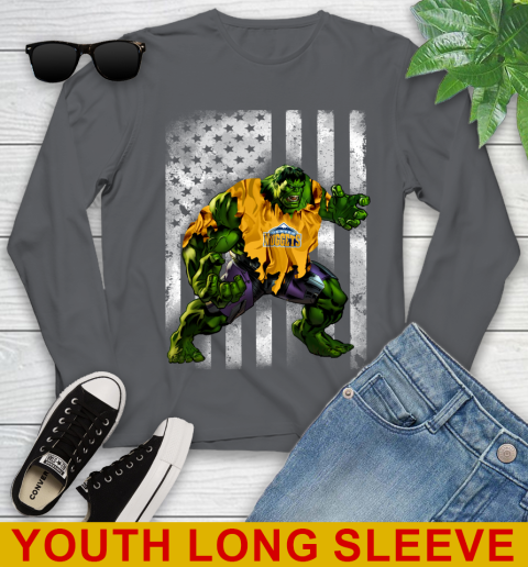 Denver Nuggets Hulk Marvel Avengers NBA Basketball American Flag Youth Long Sleeve 9