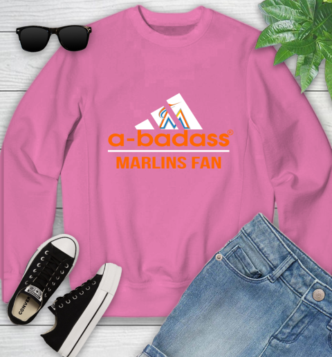 MLB A Badass Miami Marlins Fan Adidas Baseball Sports Youth Sweatshirt 6