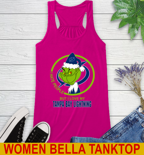 Tampa Bay Lightning NHL Christmas Grinch I Hate People But I Love My Favorite Hockey Team Racerback Tank 8