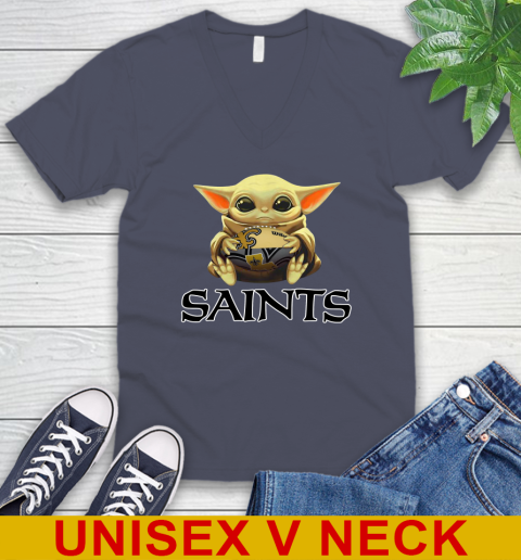 NFL Football New Orleans Saints Baby Yoda Star Wars Shirt V-Neck T-Shirt 9 NFL Football New Orleans Saints Baby Yoda Star Wars Shirt V-Neck T-Shirt - Image 9