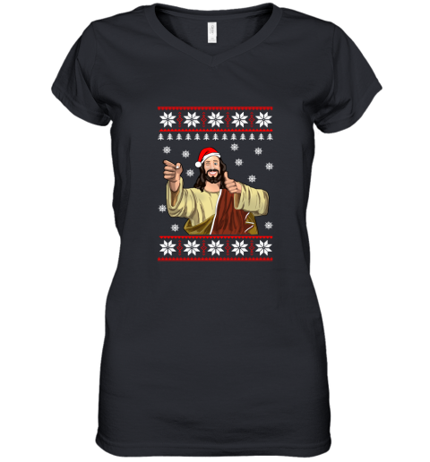Jesus Smile Ugly Christmas Women's V-Neck T-Shirt