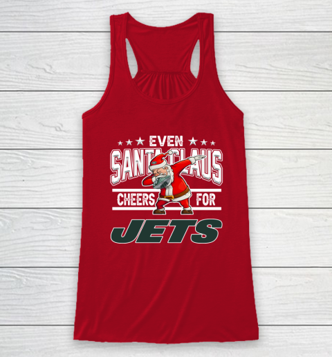 New York Jets Even Santa Claus Cheers For Christmas NFL Racerback Tank 4