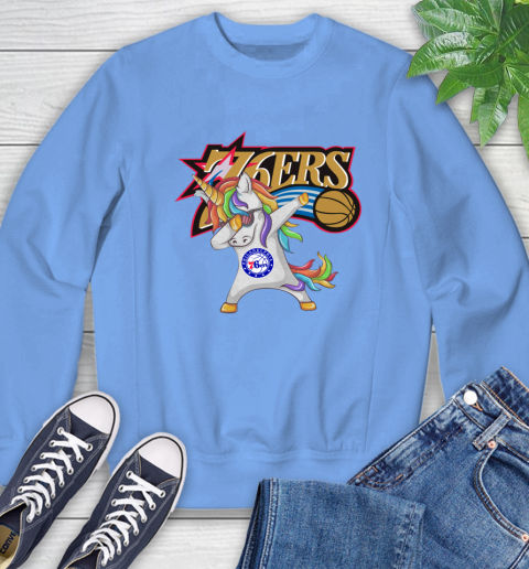 Philadelphia 76ers NBA Basketball Funny Unicorn Dabbing Sports Sweatshirt 11