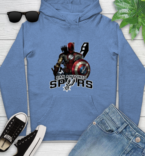 San Antonio Spurs NBA Basketball Captain America Thor Spider Man Hawkeye Avengers Youth Hoodie 12