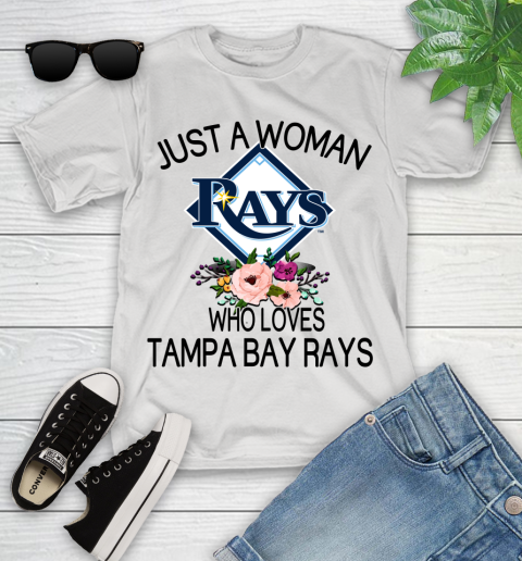 MLB Just A Woman Who Loves Tampa Bay Rays Baseball Sports Youth T-Shirt